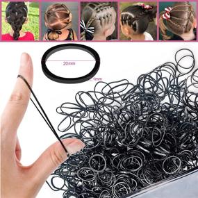 img 2 attached to 💇 AIBEE 1000 PCS Mini Black Elastic Hair Bands for Kids Girls Hair Braids with 8 PCS Hair Styling Tools: Soft Hair Elastics Ties Bands – Ideal for Hair Styling