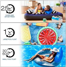 img 1 attached to 💨 Rechargeable Electric Air Mattress Pump - Portable Cordless Inflator Deflator for Pool Inflatables, Raft Bed, Boat, Pool Toy Floats - Includes 12-24V DC and 120V Adaptor - 3 Nozzles Included