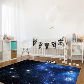img 2 attached to 🌌 High-Quality Constellation Large Area Rugs, Perfect for Kids' Nursery and Bedroom Décor, Nebula and Starry Outer Space Design - 3' x 5', Galaxy Themed Astronomy Carpet