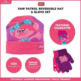 img 2 attached to 🧣 Зимняя шапка и перчатки "Dreamworks Girls Trolls Poppy" - Возраст 4-7 лет: Оставайтесь теплыми и стильными с 2 парами соответствующих перчаток.