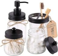 rustic farmhouse decor bathroom accessories set – elwiya mason jar soap dispenser & qtip holder set – apothecary jars vanity organizer for bathroom countertop logo