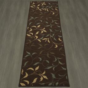 img 3 attached to Premium Quality Ottomanson Ottohome Rugs, Chocolate Leaves Pattern - 2 ft 7 in x 10 ft 0 in