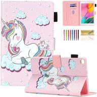 premium pu leather case for galaxy tab a 8.0 inch 2019 t290 t295 - full body protection, multi-angle viewing - pink unicorn design logo