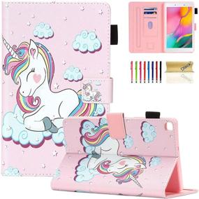 img 4 attached to Premium PU Leather Case for Galaxy Tab A 8.0 inch 2019 T290 T295 - Full Body Protection, Multi-Angle Viewing - Pink Unicorn Design