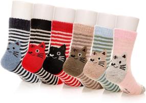 img 3 attached to 🧦 Premium Winter Wool Animal Crew Socks for Kids - 6 Pairs, Boys and Girls