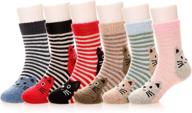 🧦 premium winter wool animal crew socks for kids - 6 pairs, boys and girls logo