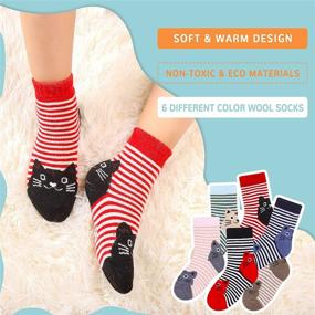 img 1 attached to 🧦 Premium Winter Wool Animal Crew Socks for Kids - 6 Pairs, Boys and Girls