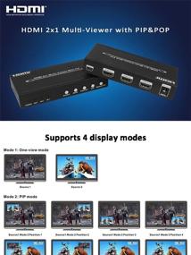 img 4 attached to 🔌 Revesun HDMI 2x1 Multi-Viewer with Picture-in-Picture (PIP) - 2 Input 1 Output Quad Switcher for 1080p HDMI 1.3a with HDCP 1.2