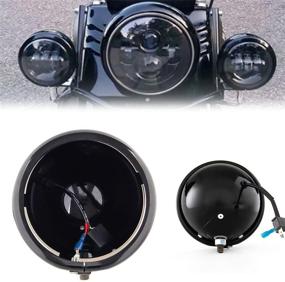 img 4 attached to 🌟 Enhance Your Harley Davidson FXWG Chopper with a 5.75 Inch Black Led Headlight Housing Bucket