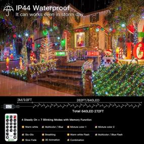 img 1 attached to 🌟 Ollny Christmas Lights Outdoor String Lights 262ft/640 LED Super Long Multicolor - 11 Modes, Timer Remote, Waterproof Plug-in Fairy Twinkle Light for Xmas Tree Patio Holiday Indoor Decorations - Warm White Brilliance!