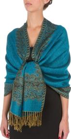 img 4 attached to 🧣 Sakkas Reversible Woven Pashmina Shawl Scarf Wrap Stole with Border Pattern