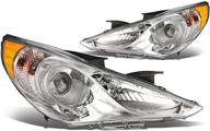 chrome amber projector headlights for 🚗 11-14 sonata excluding hybrid - dna motoring hl-oh-hson11-ch-am logo