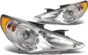 img 4 attached to Chrome Amber Projector Headlights for 🚗 11-14 Sonata Excluding Hybrid - DNA Motoring HL-OH-HSON11-CH-AM