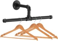 👕 elibbren industrial pipe floating clothing rack - wall mounted commercial or residential wardrobe clothes display - heavy duty rustic vintage steel black metal garment bracket frame - 1 pack логотип