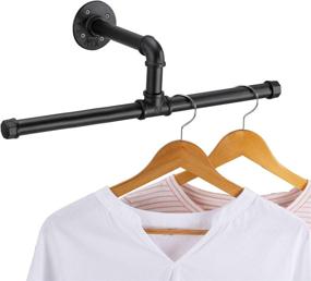 img 2 attached to 👕 Elibbren Industrial Pipe Floating Clothing Rack - Wall Mounted Commercial or Residential Wardrobe Clothes Display - Heavy Duty Rustic Vintage Steel Black Metal Garment Bracket Frame - 1 Pack