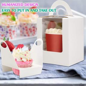 img 1 attached to 🎁 Pack of 80 Individual Cupcake Boxes by Farielyn-X - Portable White Paper Cupcake Holders with Window Inserts & Handle, Ideal for Wedding, Birthday Parties, Candy Packaging