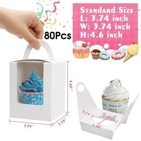 img 3 attached to 🎁 Pack of 80 Individual Cupcake Boxes by Farielyn-X - Portable White Paper Cupcake Holders with Window Inserts & Handle, Ideal for Wedding, Birthday Parties, Candy Packaging