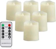 remote control flameless tea lights candles with timer, battery powered led tealights, unscented warm white flickering votive candles, outdoor fake candles, 200 hours, 6 set x 1.8 logo