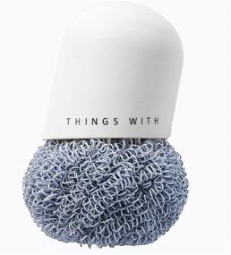 img 4 attached to 🧽 Palm-held Kitchen Scrub Brush - Non-Scratch Dish Scrubber with Scouring Pads, Polyester Scourer - Stovetop Safe & Scratch-Free (White)