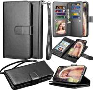 takfox iphone 13 pro max wallet case - premium pu leather flip cover with card slots & kickstand - black (6.7 inch) logo