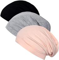 🌙 cotton satin lined sleep cap hat for women, soft hair sleeping cap beanie for night sleep logo