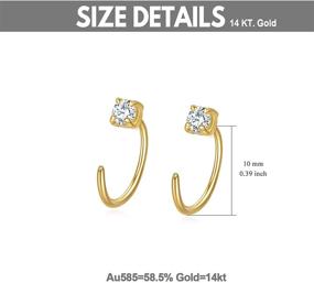 img 2 attached to Dainty Hypoallergenic 14K Solid Gold Half Hoop Stud Earrings for Women - Perfect for Mom, Wife, and Girlfriends