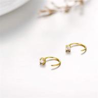 dainty hypoallergenic 14k solid gold half hoop stud earrings for women - perfect for mom, wife, and girlfriends logo