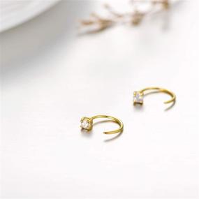 img 4 attached to Dainty Hypoallergenic 14K Solid Gold Half Hoop Stud Earrings for Women - Perfect for Mom, Wife, and Girlfriends