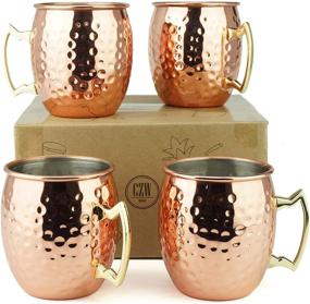 img 3 attached to 🍹 Set of 4 Large Moscow Mule Mugs - 19oz Hammered Cups with Stainless Steel Lining, Pure Copper Plating, and Gold Brass Handles