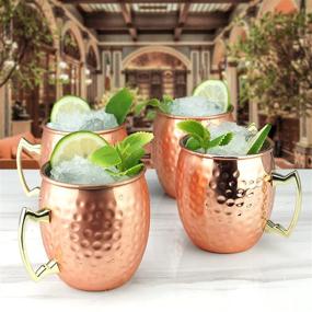 img 2 attached to 🍹 Set of 4 Large Moscow Mule Mugs - 19oz Hammered Cups with Stainless Steel Lining, Pure Copper Plating, and Gold Brass Handles