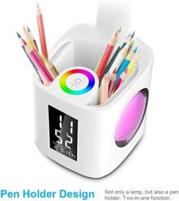 img 2 attached to 🌟 Enhance Your Study and Work Experience with Donewin LED Desk Lamp: USB Charging, Pen Holder, Clock, Calendar, Eye-Caring Light, Colorful Night Light - Perfect for Kids, Girls, Boys, Office, Work, and Reading (10W)
