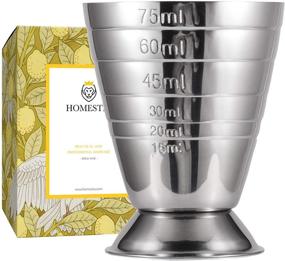 img 4 attached to 🍸 Homestia Measuring Cup Cocktail Jigger: Stainless Steel with Graduated Measurement Markings - Ideal for Liquid or Dry Ingredients, Mini Espresso Shot Glass, Up to 2.5oz, 5Tbsp, 75ml, Silver