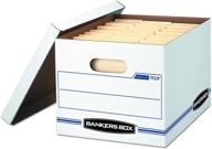 📦 bankers box stor/file storage box - letter/legal size, lift-off lid, white/blue (case of 4) логотип