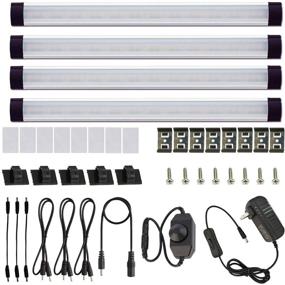 img 4 attached to 💡 AIBOO LED Under Cabinet Lighting Kit: 4 Panels, Dimmable Kitchen Light Bar with Rocker Switch - Warm White, Direct Wire Installation