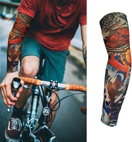 img 2 attached to 🌞 Aresvns Tattoo Sleeves Cover: 20PCS Unisex Stretchable Arm Sunscreen Sleeves for Halloween Cosplay and Temporary Tattoos