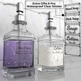 img 2 attached to 🧼 GLADPURE Soap Dispenser 2 Pack - Elegant Antique Design Glass Hand Soap Dispensers with Stainless Steel Pump - Ideal for Kitchen and Bathroom