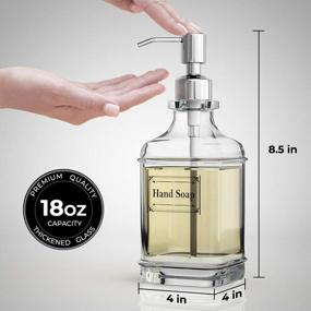 img 1 attached to 🧼 GLADPURE Soap Dispenser 2 Pack - Elegant Antique Design Glass Hand Soap Dispensers with Stainless Steel Pump - Ideal for Kitchen and Bathroom