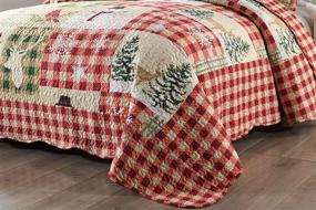 img 1 attached to 🦌 Rustic Lodge Deer Christmas Quilt Set: 3-Piece Printed Bedspread Ensemble – King Size Snowman Quilt Included