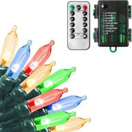 🎄 multicolor 50 led green wire string lights: festive 17.3ft christmas decoration with remote control, timer, and 8 lighting modes - suitable for indoor/outdoor party, home, and garden holiday décor логотип