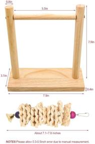 img 3 attached to 🐦 Suruikei Wood Playstand Perch for Small Cockatiels, Conures, Parakeets, Lovebirds, Finch - Portable Bird Training T Stand Perch with Tabletop Shelf - Bird Cage Toys & Accessories