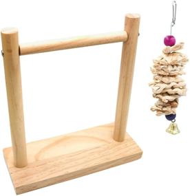 img 4 attached to 🐦 Suruikei Wood Playstand Perch for Small Cockatiels, Conures, Parakeets, Lovebirds, Finch - Portable Bird Training T Stand Perch with Tabletop Shelf - Bird Cage Toys & Accessories