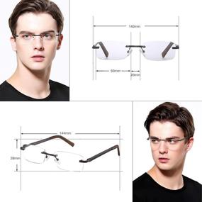 img 2 attached to 👓 Protective and Stylish: 2 Pack Rimless Blue Light Blocking Reading Glasses for Men with Metal Arms and Spring Hinges - Perfect Eye Care Solution for Computers