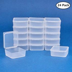 img 2 attached to 📦 24-Pack Square Frosted Clear Plastic Bead Storage Containers – Ideal for Organizing Pills, Herbs, Jewelry Findings, and Small Items - BENECREAT 1.53x1.53x0.63 Inches