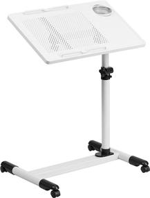 img 3 attached to Modern and Flexible Flash Furniture White Adjustable Height Steel Mobile Computer Desk for Convenient Workspaces