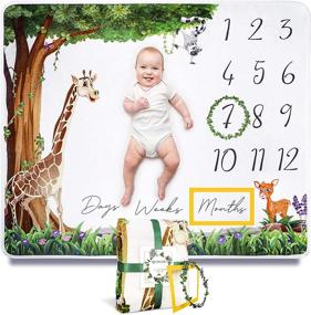 img 4 attached to 🍼 Dinoria Baby Monthly Milestone Blanket: Unisex Design with Leaf Wreath Frame, Perfectly Sized for Precious Baby Photos, Personalized Newborn Blanket in Extra Soft Premium Fleece