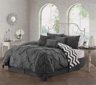 🛏️ avondale manor king size reversible bedding set in charcoal: stylish and versatile logo