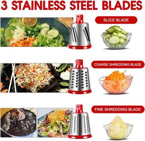 img 3 attached to 🧀 3-in-1 Rotary Cheese Grater and Mandoline Vegetable Slicer with Interchangeable Stainless Steel Drum Blades - Easy-to-Clean Rotary Grater Slicer for Vegetables, Fruits, Nuts, and Cheese Shredding