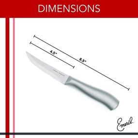 img 2 attached to 🔪 Набор из 8 стейковых ножей Emeril Lagasse 4.5" из нержавеющей стали (большие ручки) + точильщик для ножей с карбидным покрытием (черный) - Наслаждение легким нарезанием!