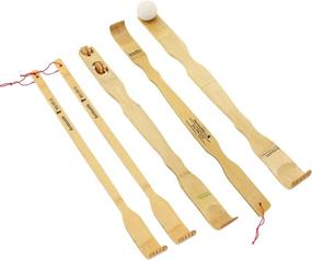 img 1 attached to 🎋 BambooMN 5 Piece Set Back Scratcher and Body Relaxation Massager Kit for Itch Relief, Made with 100% Natural Bamboo