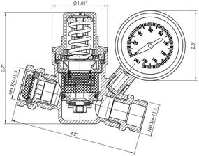 img 1 attached to 💧 SAIDE Brass Lead Free NH Connector Water Pressure Regulator Valve with Gauge and Inlet Screened Filter for RV, Travel Trailer, Camper - Adjustable Water Pressure Reducer Valve
